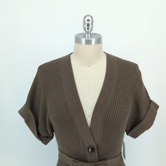 01558 Banana Republic Knit Belted Cardigan Green Size Medium preppy Business - Picture 3 of 7